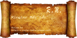 Ringler Máté névjegykártya